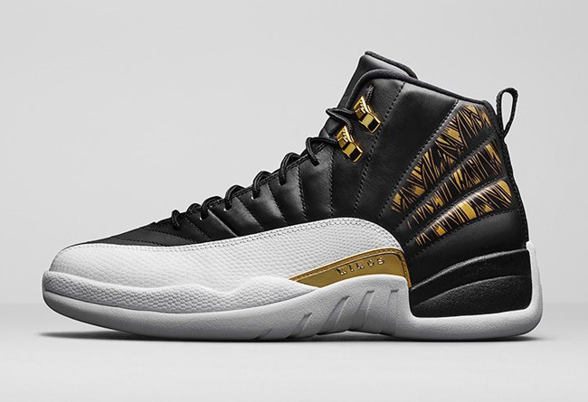 2016 Jordan 12 Wings Black White Gold Retro Shoes - Click Image to Close